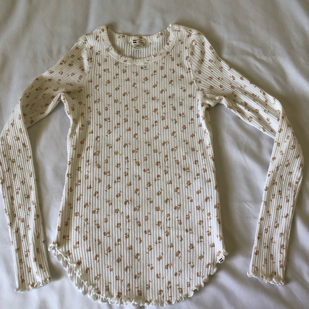 Billabong White and Tan Ribbed Top